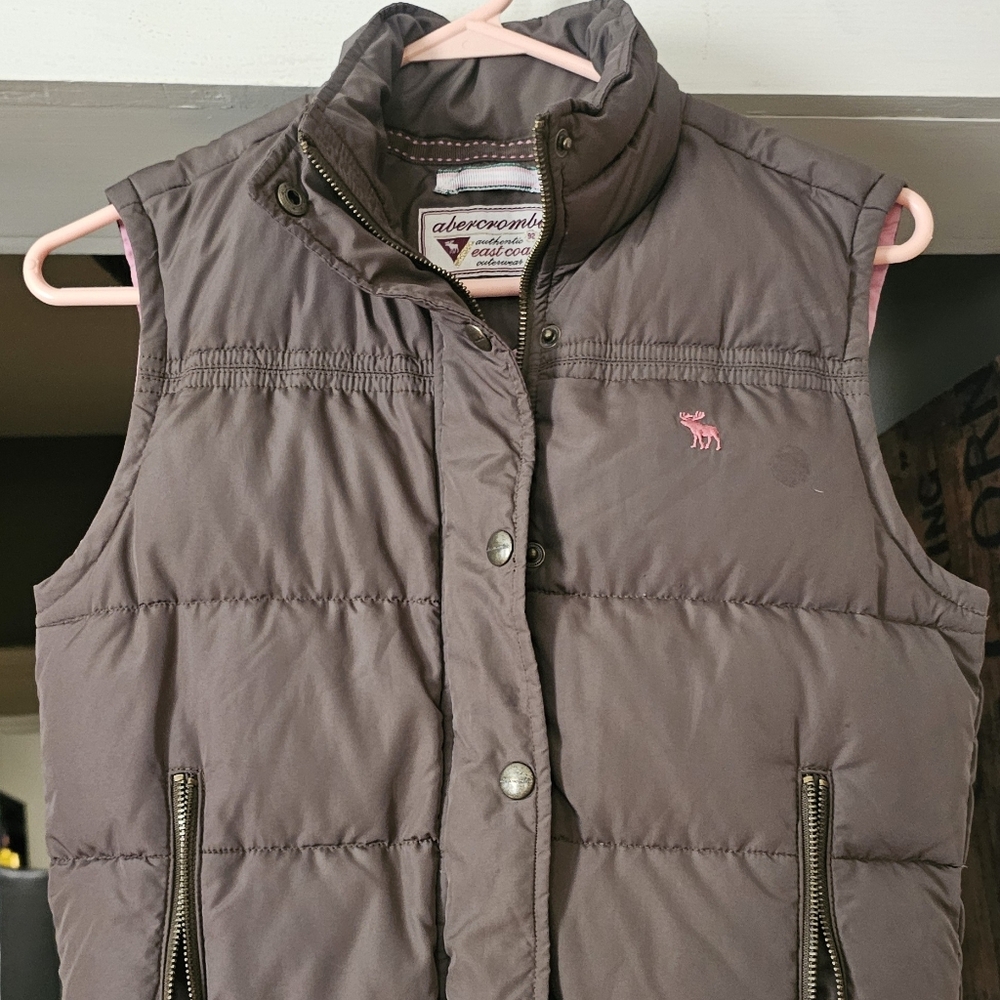 Abercrombie & Fitch Dark Brown Jacket with Pink Stitching